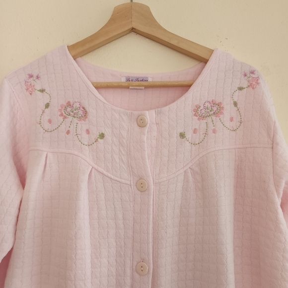 Lati Fashion Pink Floral Embroidered Nightgown Small - Picture 4 of 8